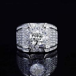 Genuine 18k Gold  Engagement Ring For Men Luxury Full Paved Diamond 1 8 K Elegant Simple Female Jewelry Ring Hot Sale Mens Rings