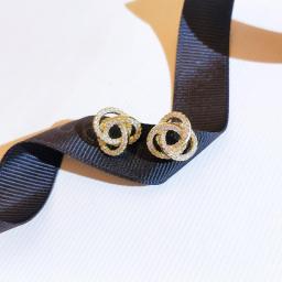 18k Gold Real Gold Woman Stud Earrings Unusual Earings Trend Piercing Small Crystal Vintage Ear Cuffs For Party Women's Jewelry
