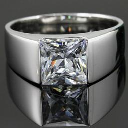 Solitaire Male Princess Cut 3ct Diamond Ring 925 Sterling Silver Jewelry Moissanite Engagement Wedding Band Rings For Men Gift