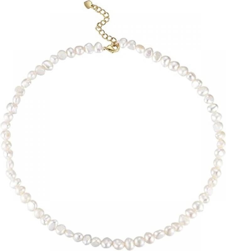 Real Natural Baroque Freshwater Pearl Choker Necklace for Women Girl Gift,Popular White AA 8-9mm Pearl Jewelry Necklace