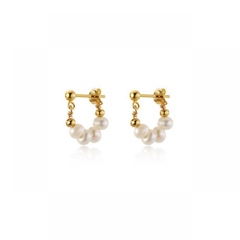 WANTME 925 Sterling Silver Punk Bohemian Natural Baroque Pearl Huggies Earrings for Women Fashion European Simple Party Jewelry