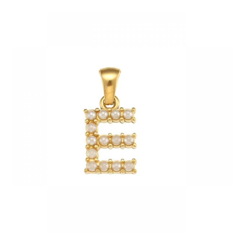 High Quality Stainless Steel PVD Plating 26 Initial Necklace Charm Zircon Pearl Letter Pendants For Necklace Earring Accessries