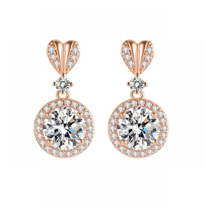 DIWENFU 14K Rose Gold Diamond Earring for Females Aretes De Mujer Geometric Natural Stone Earrings Gemstone Jewellry Orecchini