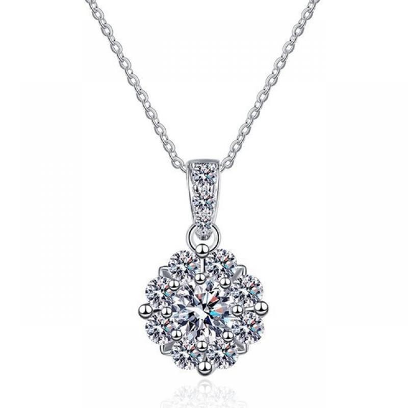 Wong Rain 100% 925 Sterling Silver D Color 1CT Real Moissanite GRA Diamonds Gemstone Pendent Necklace Fine Jewelry Wholesale