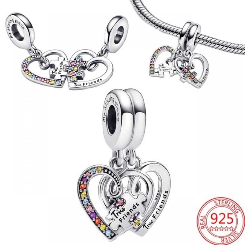 New 925 Sterling Silver Rose Gold Couple Dangle Charms Fit 925 Original Women Bracelet Beads Charm for Pendant Necklace Jewelry