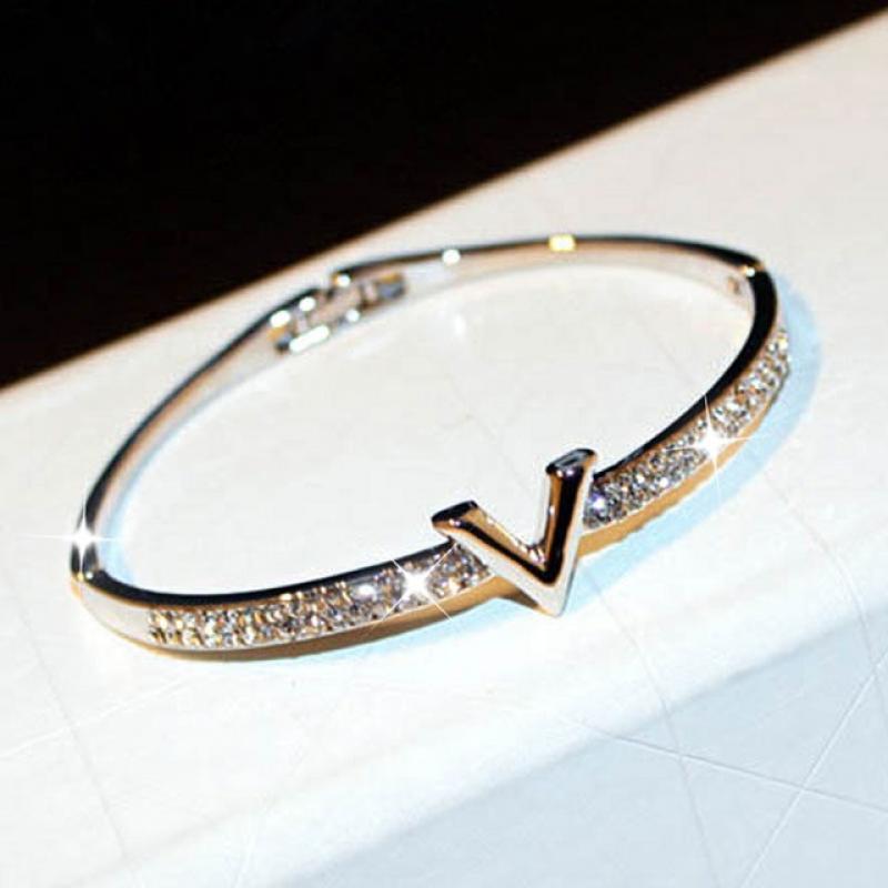 2021 Trend Fashion Korea Simple Micro Inlaid Zircon Word Lady Bracelets for Women Temperament Exquisite Luxury Bangle Jewelry