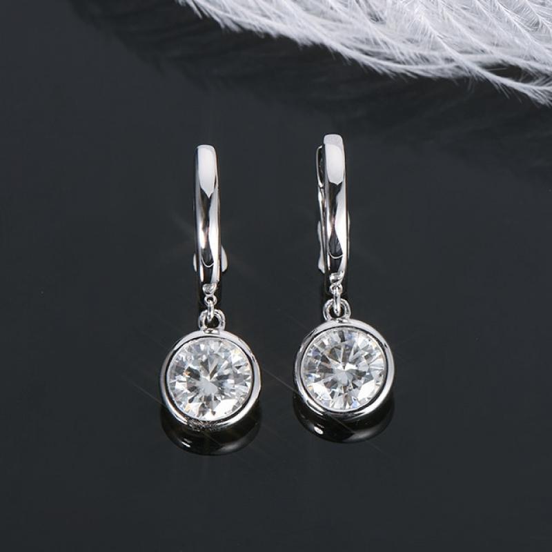 IOGOU 2023 Hoop Women's Earrings Huggies 6.5mm Real Moissanite Dangle Drop Earrings Silver 925 Original Certified Girls Jewelry