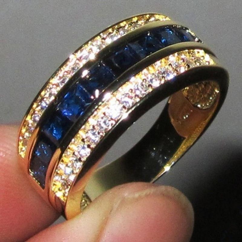 Sapphire Full Diamond 18k Gold Rings for Women Bague or Jaune Bizuteria for Jewelry Anillos Men Gemstone Anel Jewelry Gold Rings