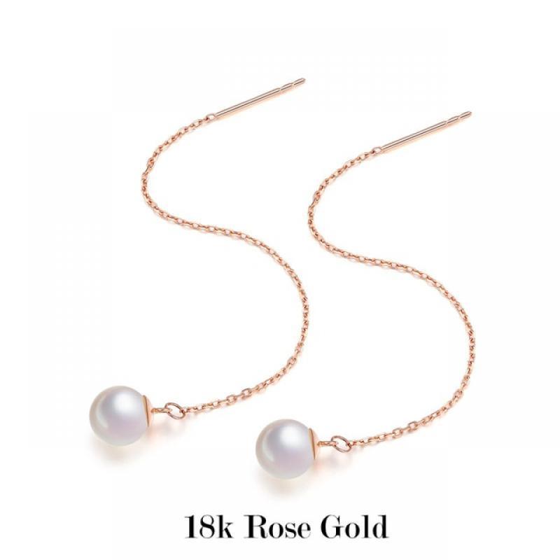 VITICEN Women's Earrings 18K Gold AU750 Imprint Natural Freshwater Pearl Earlines Rose Gold Sweet Temperament Ear Accessories