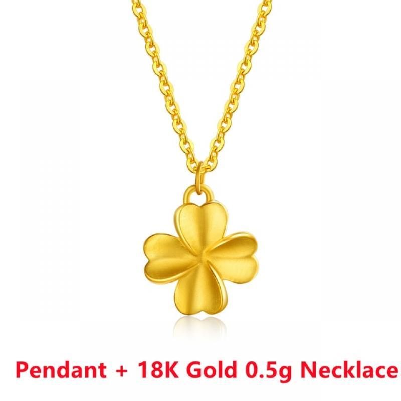 VITICEN Real Gold 999 Pure Gold Lucky Clover Pendant 24k Gold Classic Fashion Clover Necklace Valentine's Day Gift Fine Jewelry