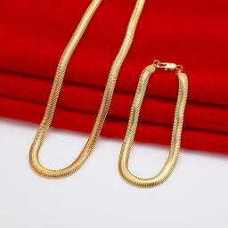 Does Not Fade 925 Sterling Silver Plated 18K Gold Fine 6MM Snake Bone Necklaces Bracelets For Men Women Fashion Jewelry Set Gift