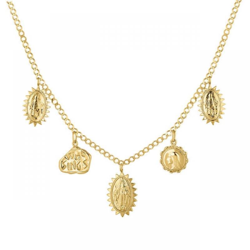 DPLAOPA 925 Sterling Silver Gold Plated Silver Multi Medal Necklace Choker Long Chain Luxury Women Weddng Jewelry Wholesale