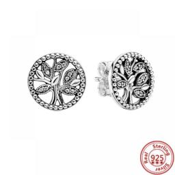 2022 New 925 Sterling Silver Earring Pink Flower Butterfly Heart Pantaro Pavé Shiny Earrings Women Fine Jewelry Gift DIY Making