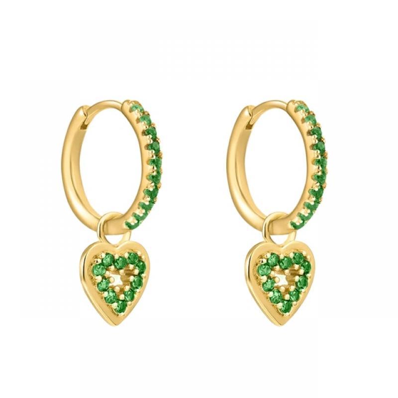 KEYOUNUO Gold Filled Dangle Hoop Earrings Set For Women Ear Cuffs Colorful Zircon Stud Earrings Fashion Party Jewelry Wholesale