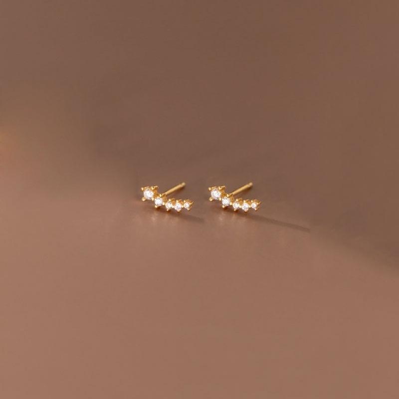 WANTME 925 Sterling Silver Simple Korean Pave Zircon Mini Small Stud Earrings for Teen Women Daily Life Party Piercing Jewelry