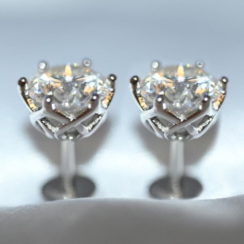 OEVAS Real 0.5-1 Carat D Color Moissanite Stud Earrings For Women Top Quality 100% 925 Sterling Silver Sparkling Wedding Jewelry