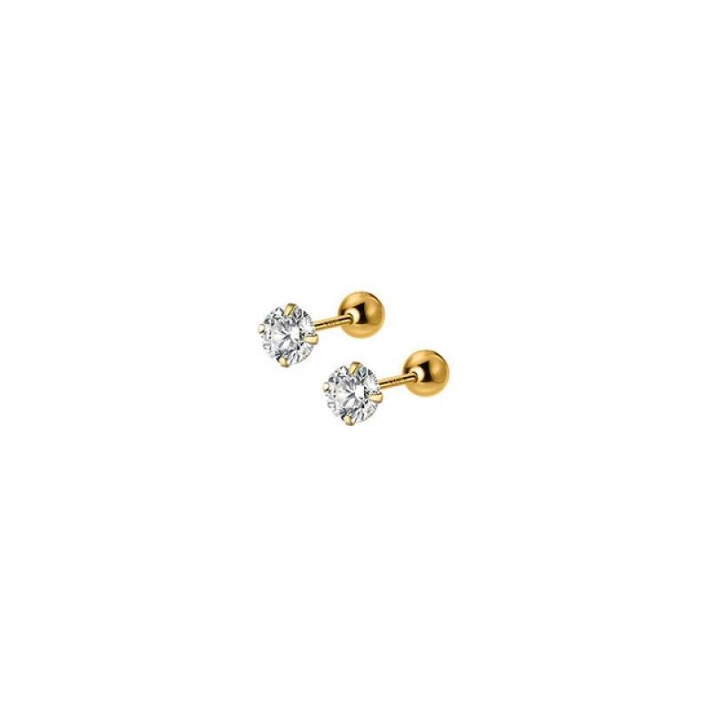 WANTME 925 Sterling Silver Luxury Round Zircon Simple Bead Stud Earrings for Women Fashion Body Piercing Jewelry Accessories