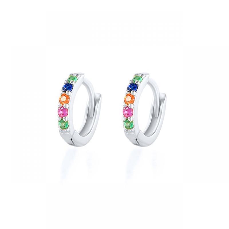 CANNER Colorful Zircon Charming Earrings For Women 925 Sterling Silver Piercing Earrings Hoops Pendientes Wedding Gifts Jewelry