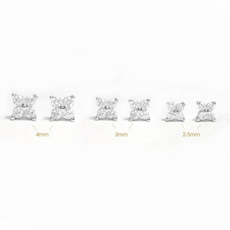 CANNER 925 Sterling Silver Stud Earrings Cute Zircon ear bone nail Mini Crystal Flower Pierced Earrings Fashion Jewelry