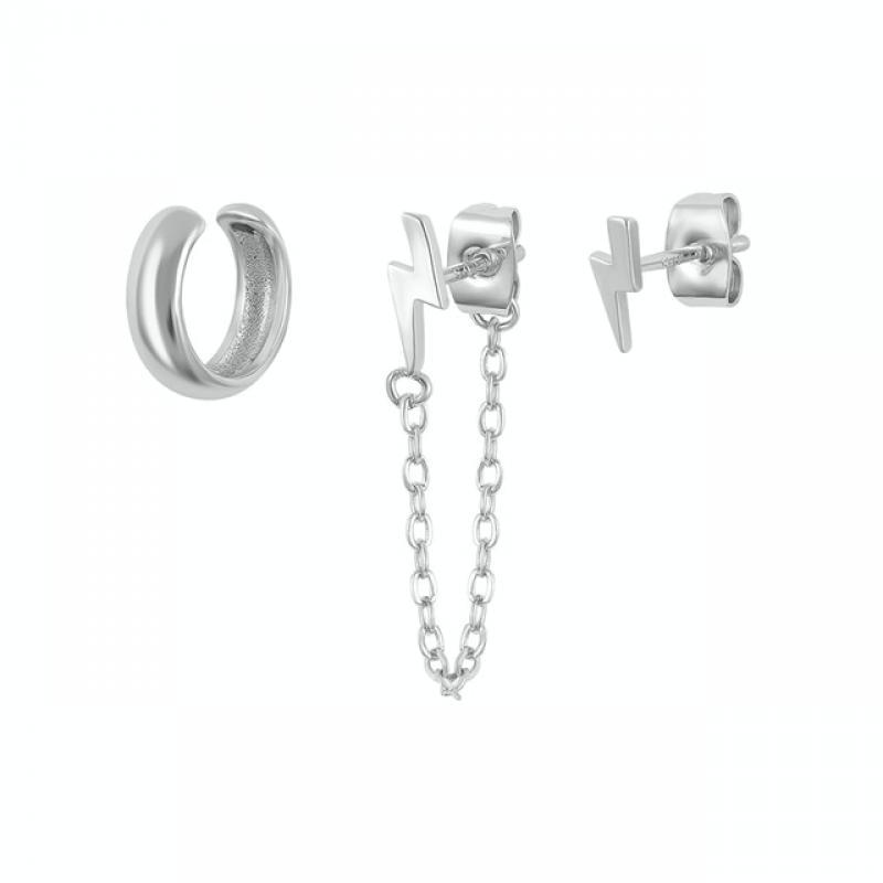 Aide 925 Sterling Silver Hoop Earrings Set Women Delicate Zircon Moon Star Studs Huggie Clip Pendientes Jewelry 3/4PCs/Set