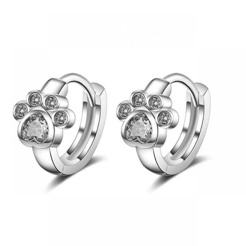 925 Sterling Silver Stud Earring Blue Zircon Cat Claw Design Earrings for Women Girl Ear Jewelry 2021 New Fashion