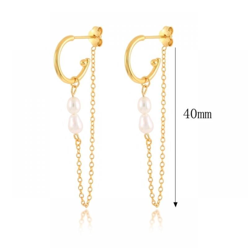CANNER 1pair Hoop Earring 925 Sterling Silver Single Hole Long Wire Tassel Chain Earring Cubic Zirconia Moon Star Flower Jewelry