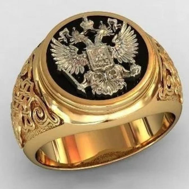 Men's Fashion 18K Gold Color Ring Luxury Domineering Carved Ring Wedding Engagement Ring Party Jewelry Size 6-13