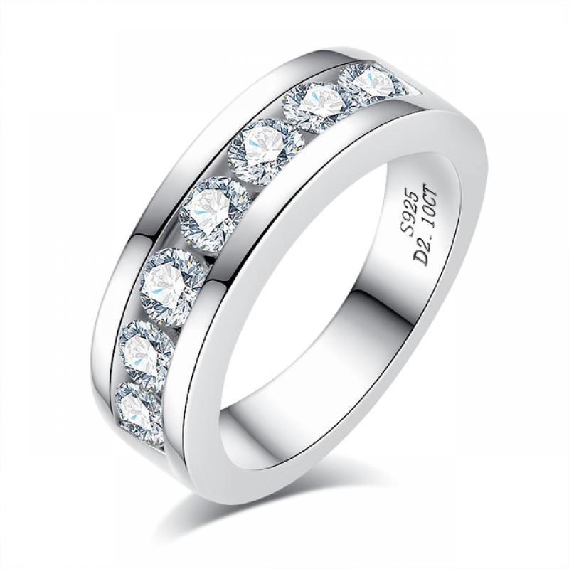 AnuJewel 4mm Moissanite Wedding Band 925 Sterling Silver Certificate Lab Created Diamond Gold Plated Band Ring Men Women Ring