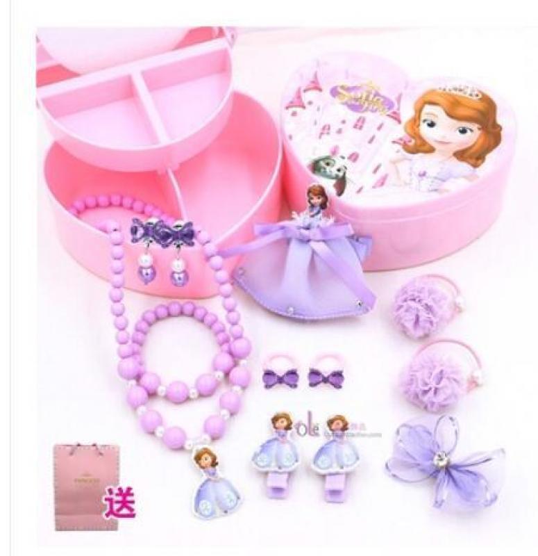 Necklace girl Bracelet with girls Forward to receive Make-up box gift word Love jewelry set Princess makeup box gift