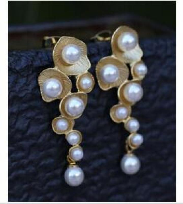 Lovely earrings's Wedding ROUND SOUTH SEA SHELL PEARL DANGLE EARRING beautiful earrings NEW-jewelry Bead Length High-quality
