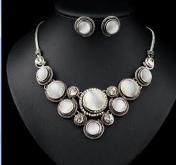 Luxury Jewelry Sets Crystal Suit Girls Bohemia Style Jewelry Set For Women Ethnic Enameling Vintage Earrings Pendant&Necklace