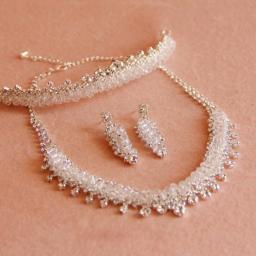 3 PCS  Bridal Jewelry Sets Crystal Bridal Hair Combs Wedding Necklaces Earrings Bridal Headpiece Wedding Jewelry Set