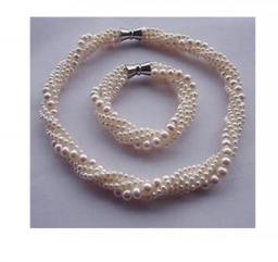 Wholesale Women's Fine Jewellery Wedding Jewelry Oveliness Natural South Sea Pearl 5rows Necklace Set Women