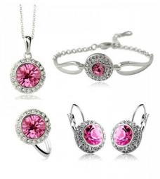White  For Women Sterling- Wedding Top Quality Moon Crystal Weddings Sets Fashion Bracelet Ring  EARRINGS SETnoble Lady's