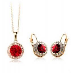United States Moon Red Moon River Crystal Jewelry Sets NECKLACE EARRINGS  SET USA Style Natural Luxury Ms. Girl Wedding Jewelry