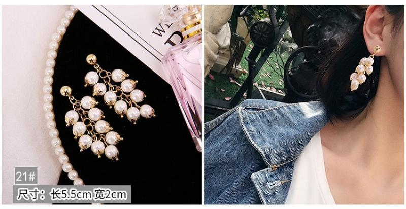 1pair Ohrringe Applicability gender: female Pearl Earrings Long-style Korean temperament Red Super Immortal Bride in earrings