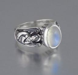 Guardian Angel Ring Mint Green Black Moonstone Ring For Woman Vintage Men Stone Ring Boho Jewelry Gift To Girlfriend