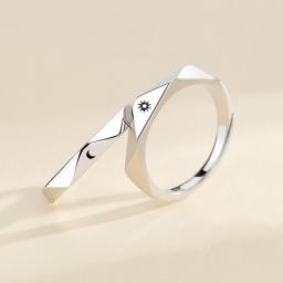 Sweet Simple Irregular Green Leaves Couple Ring For Women Lover Silver Color Open Resizable Rings Romantic Wedding Jewelry