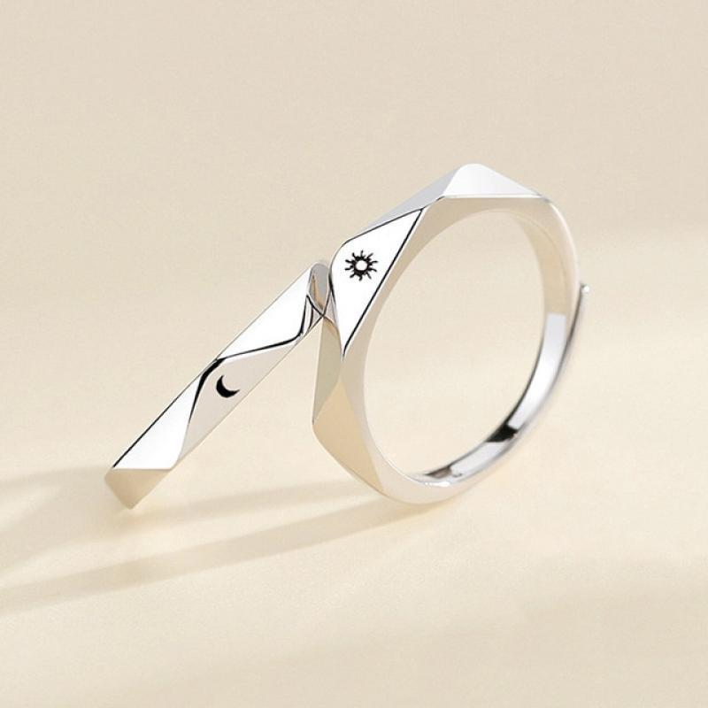 Sweet Simple Irregular Green Leaves Couple Ring For Women Lover Silver Color Open Resizable Rings Romantic Wedding Jewelry