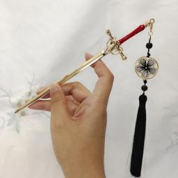2023 New Chinese Punk Ruby Pendant Sword Hairpin Fashion Simple Modern Headdress Back Of The Head Pan Hair Ornament