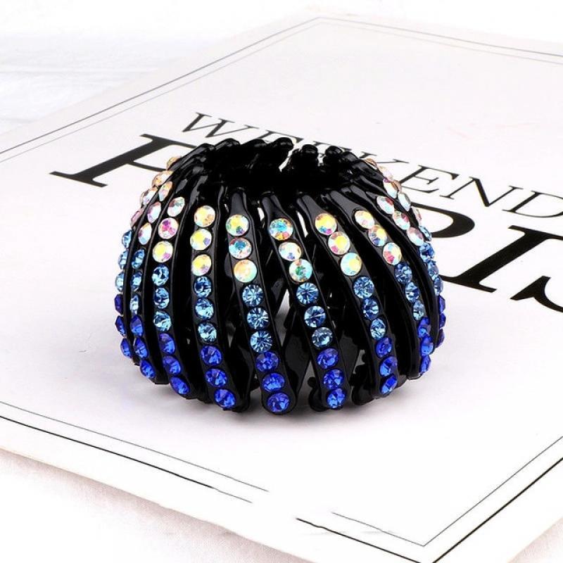 Fashion Crystal Rhinestone Hairpin Bun Hair Claw Clips Horsetail Buckle Hair Clip Bird Nest Expanding Hair Accessories for Women