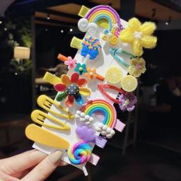 1Set 3-14pcs Girls Cute Cartoon Animal Fruit Hairpins Children Sweet Hair Clip Barrettes Headband Kids Fashion Hair Accessories