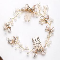 Pearl Leaf Comb Headband Hair Accessories For Women Tiara Headband Wedding Accessories Headband On The Head