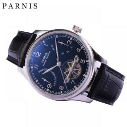 43mm Parnis Skeleton Automatic Mechanical Men's Watch Silver Case Men Power Reserve Tourbillon Watches Gift Relogio Masculino