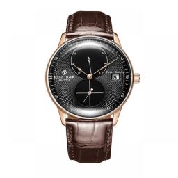 Reef Tiger/RT Men Luxury Watch Rose Gold Mechanical Watch Brown Leather Strap Analog Watches Relogio Masculino RGA82B0