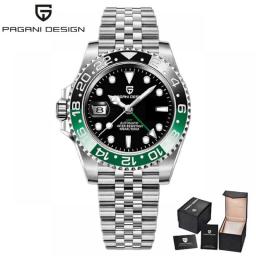 PAGANI DESIGN V3 New Luxury Left Crown Mens Watches 40mm 100M Water Resistant Luminous Sapphire Glass GMT Men Mechanical Watches