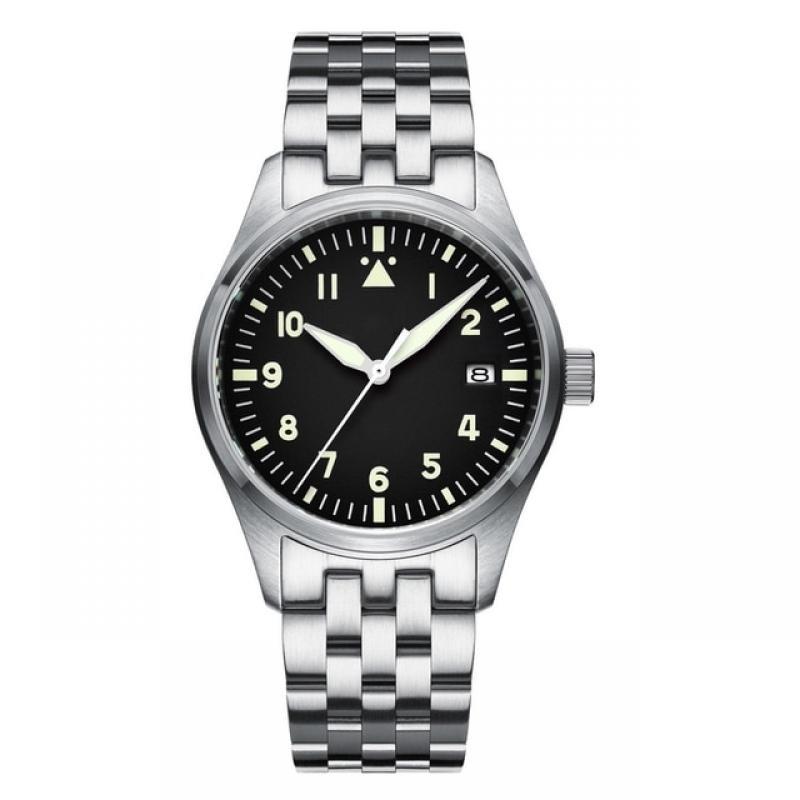 ADDIESDIVE Men Pilot Watch Stainless Steel 200m Water Resistant NH35 Movement Wristwatch Sapphire Glass 39mm Automatic Watches