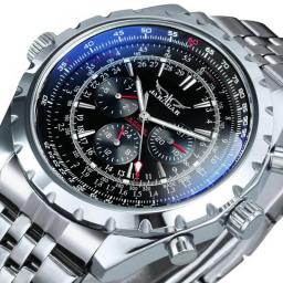 JARAGAR Military Mens Watches Top Brand Luxury Automatic Sport Watch For Men Mechanical Wristwatches Chronograph Steel Strap New