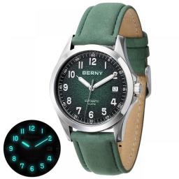 BERNY Frosted Dial Automatic Watch Men Luminous Mechanical Seagull ST2130 Wristwatch Sapphire Luxury Watch Waterproof 10ATM