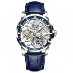 JINLERY Nine-Position Tourbillon Watch Automatic Watch Special Hollow Mechanical Luxury Watches Steel Strap